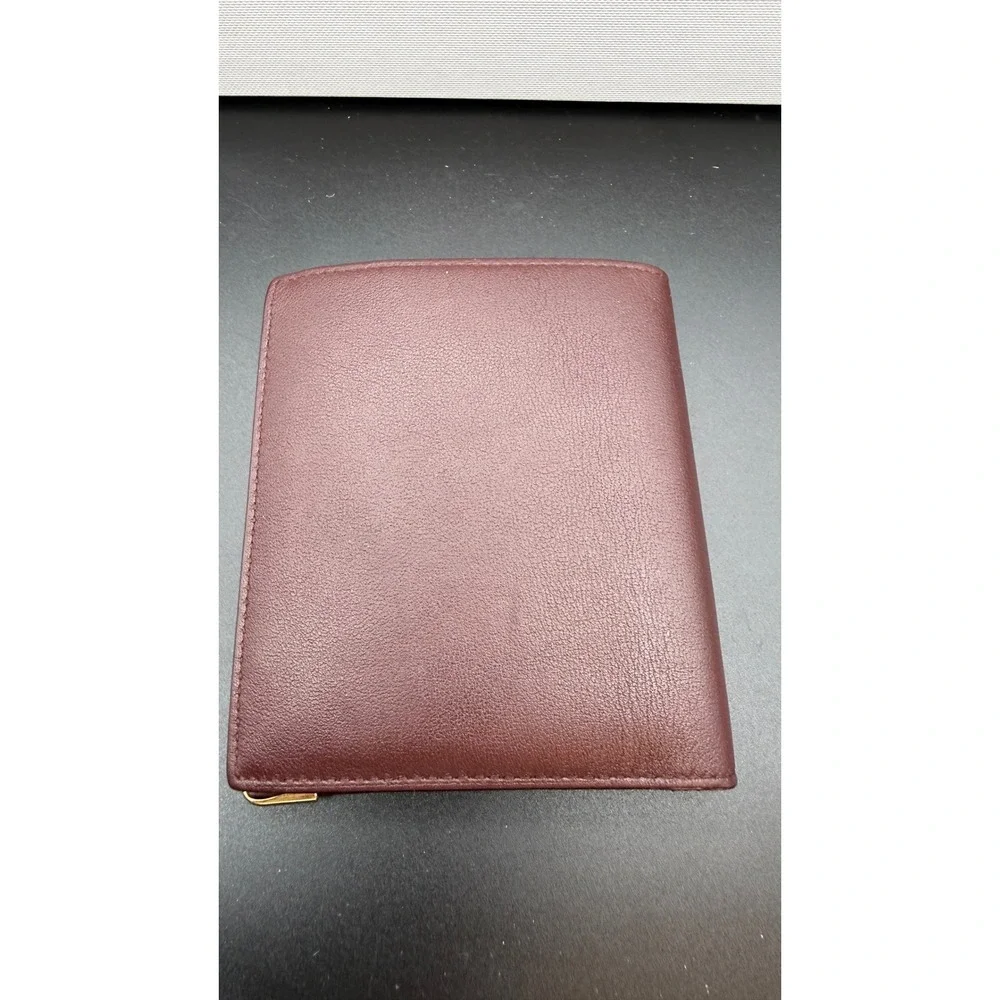 Cartier Must de Cartier Burgundy Leather Bifold Wallet Gold Corners Mens Box